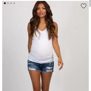 PinkBlush Navy Blue Distressed Maternity Denim Shorts